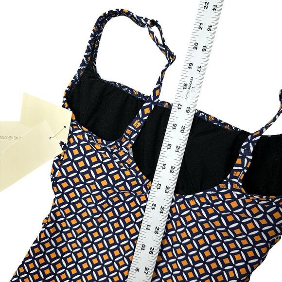Gottex Tankini Swim Top Size 32D Blue Orange White Padded Underwire Geometric - Picture 4 of 11